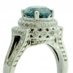 White Gold & Blue Diamond Round-Cut Bridal Engagement Ring - Handcrafted By Name My Rings™