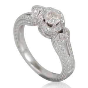 White Gold & Diamond Round-Cut Bridal Engagement Ring - Handcrafted By Name My Rings™