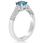 White Gold 1ct TDW Blue and White Diamond Ring - Handcrafted By Name My Rings™