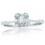 White Gold 2/5ct TDW Diamond Solitaire Cluster Bridal Engagement Ring - Handcrafted By Name My Rings™