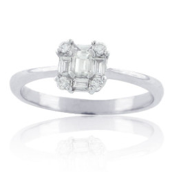White Gold 2/5ct TDW Diamond Solitaire Cluster Bridal Engagement Ring - Handcrafted By Name My Rings™