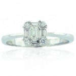 White Gold 2/5ct TDW Diamond Solitaire Cluster Bridal Engagement Ring - Handcrafted By Name My Rings™