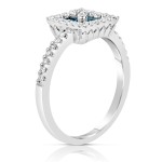 White Gold .58ct TDW Blue and White Diamond Ring - Handcrafted By Name My Rings™