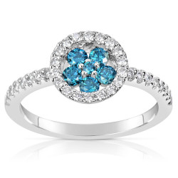 White Gold .61ct TDW Blue and White Diamond Ring - Handcrafted By Name My Rings™