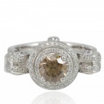 White Gold and 2 1/10ct TDW Brown/ White Diamond Engagement Ring - Handcrafted By Name My Rings™
