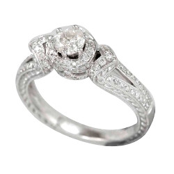 White Gold .788ct TDW Diamond Halo Engagement Ring - Handcrafted By Name My Rings™