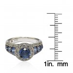 Sterling Silver 3.61ct TGW Sapphire and Diamond Bridal Engagement Ring - Handcrafted By Name My Rings™