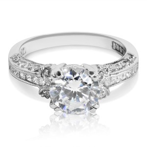 Tacori Platinum 1/3ct TDW CZ and Diamond Semi-mount Solitaire Bridal Ring - Handcrafted By Name My Rings™