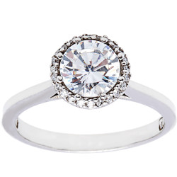 Tacori Platinum Cubic Zirconia and 1/6 ctw Diamond Round-cut Center - Handcrafted By Name My Rings™