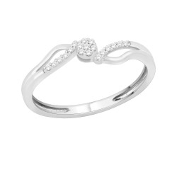 White Gold 1/10ct TDW Diamond Cluster Bypass Promise Ring - Handcrafted By Name My Rings™