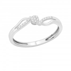 White Gold 1/10ct TDW Diamond Cluster Bypass Promise Ring - Handcrafted By Name My Rings™