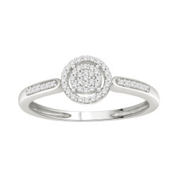 White Gold 1/10ct TDW Diamond Cluster Engagement Ring - Handcrafted By Name My Rings™