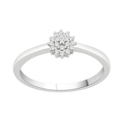 White Gold 1/10ct TDW Diamond Flower Cluster Promise Ring - Handcrafted By Name My Rings™