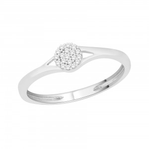 White Gold 1/10ct TDW Diamond Split-shank Cluster Promise Ring - Handcrafted By Name My Rings™