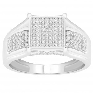 White Gold 1/3ct TDW Diamond Accent Cluster Engagement Ring - Handcrafted By Name My Rings™