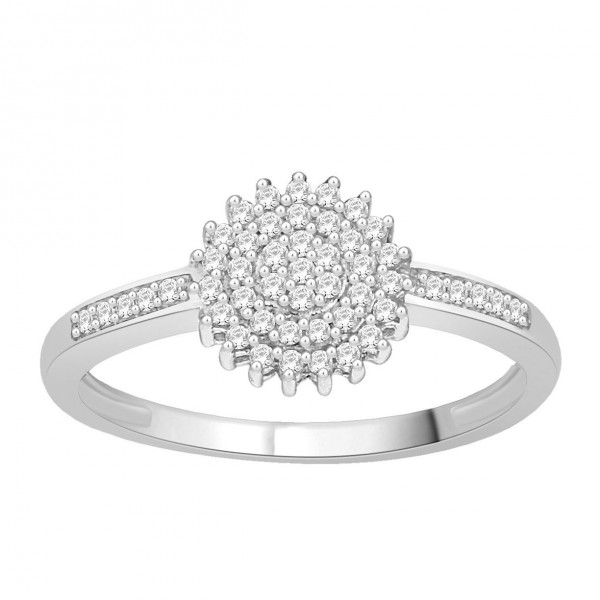 White Gold 1/4ct TDW Diamond Cluster Stylish Design Engagement Ring - Handcrafted By Name My Rings™