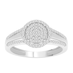 White Gold 1/5ct TDW Diamond Accent Cluster Engagement Ring - Handcrafted By Name My Rings™
