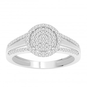 White Gold 1/5ct TDW Diamond Accent Cluster Engagement Ring - Handcrafted By Name My Rings™
