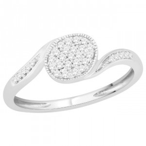 White Gold 1/8ct TDW Diamond Bypass Cluster Engagement Ring - Handcrafted By Name My Rings™