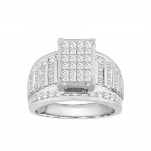 White Gold 2ct TDW Diamond Cluster Wedding Engagement Ring - Handcrafted By Name My Rings™