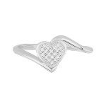 White Gold Diamond Accent Cluster Heart Engagement Ring - Handcrafted By Name My Rings™