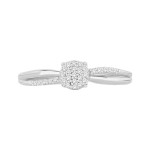 White Gold Diamond Accent Cluster Split-shank Engagement Ring - Handcrafted By Name My Rings™