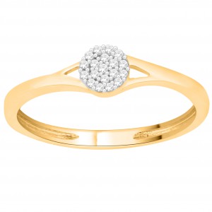 Gold 1/10ct TDW Diamond Split-shank Cluster Engagement Ring - Handcrafted By Name My Rings™