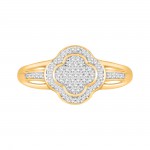 Gold 1/10ct TDW Round-cut Diamond Clover Cluster Engagement Ring - Handcrafted By Name My Rings™