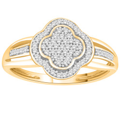 Gold 1/10ct TDW Round-cut Diamond Clover Cluster Engagement Ring - Handcrafted By Name My Rings™