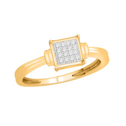 Gold over Silver Diamond Accent Cluster Engagement Ring - Handcrafted By Name My Rings™