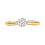 Gold over Silver Diamond Accent Cluster Engagement Ring - Handcrafted By Name My Rings™