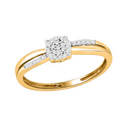 Gold over Silver Diamond Accent Cluster Engagement Ring - Handcrafted By Name My Rings™