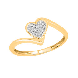 Gold over Silver Diamond Accent Heart Engagement Ring - Handcrafted By Name My Rings™