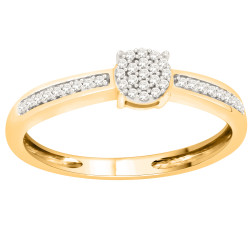 Gold plated Sterling Silver 1/10ct Round-cut Diamond Cluster Engagement Ring - Handcrafted By Name My Rings™