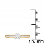 Gold plated Sterling Silver 1/10ct Round-cut Diamond Cluster Engagement Ring - Handcrafted By Name My Rings™