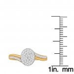 Goldplated Sterling Silver 1/5ct TDW Diamond Bypass Cluster Engagement Ring - Handcrafted By Name My Rings™