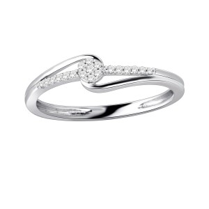 Sterling Silver 1/10ct TDW Diamond Cluster Bypass Promise Ring - Handcrafted By Name My Rings™