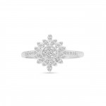 Sterling Silver 1/10ct TDW Diamond Flower Cluster Engagement Ring - Handcrafted By Name My Rings™