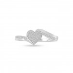 Sterling Silver 1/10ct TDW Round-cut Diamond Heart Cluster Engagement Ring - Handcrafted By Name My Rings™
