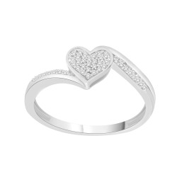 Sterling Silver 1/10ct TDW Round-cut Diamond Heart Cluster Engagement Ring - Handcrafted By Name My Rings™