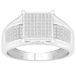 Sterling Silver 1/3ct TDW Diamond Accent Cluster Engagement Ring - Handcrafted By Name My Rings™