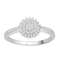 Sterling Silver 1/4ct TDW Diamond Cluster Stylish Design Engagement Ring - Handcrafted By Name My Rings™