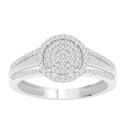 Sterling Silver 1/5ct TDW Diamond Cluster Engagement Ring - Handcrafted By Name My Rings™