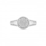 Sterling Silver 1/5ct TDW Diamond Cluster Engagement Ring - Handcrafted By Name My Rings™