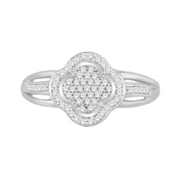 Sterling Silver 1/6ct TDW Diamond Clover Cluster Bridal Set - Handcrafted By Name My Rings™