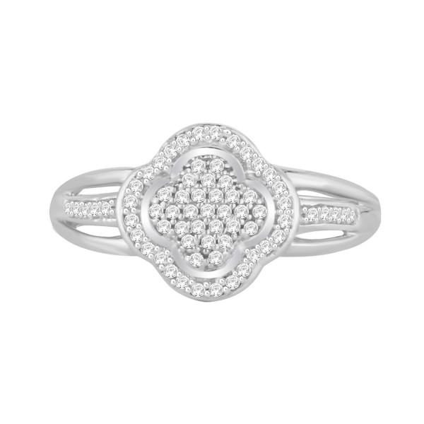 Sterling Silver 1/6ct TDW Diamond Clover Cluster Bridal Set - Handcrafted By Name My Rings™