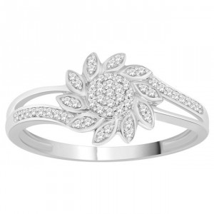 Sterling Silver 1/6ct TDW Diamond Composite Engagement Ring - Handcrafted By Name My Rings™