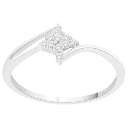 Sterling Silver Diamond Accent Cluster Engagement Ring - Handcrafted By Name My Rings™