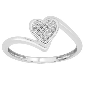 Sterling Silver Diamond Accent Cluster Heart Engagement Ring - Handcrafted By Name My Rings™