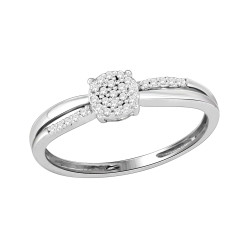 Sterling Silver Diamond Accent Cluster Promise Ring - Handcrafted By Name My Rings™